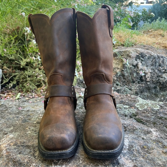 Cody James Harness Square Toe Leather Pull On Riding Cowboy Boots Brown Sz 8 - Picture 2 of 14